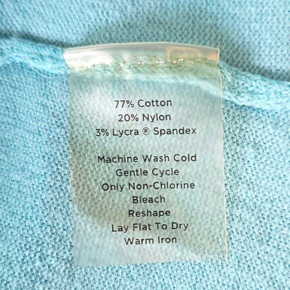 Talbots Cartigan Sweater Button Down Cotton Turquoise Women's Large - Picture 5 of 6